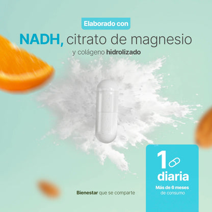 B Life NADH Blend | NADH, Colágeno Hidrolizado y Vitamina C 180 Capsulas