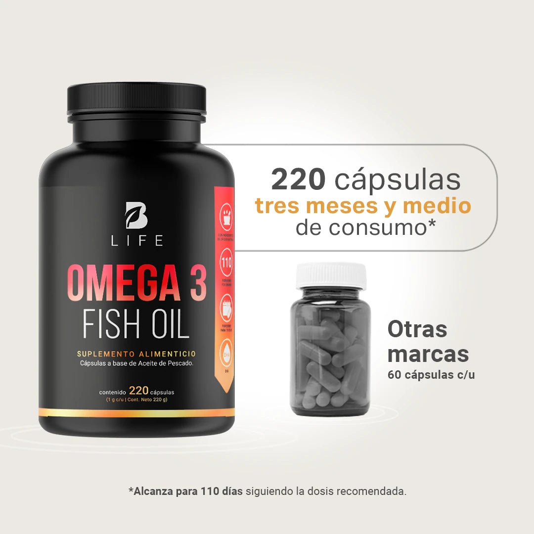 B Life Omega 3 Fish Oil | Omega 3 Aceite de Pescado 220 Capsulas