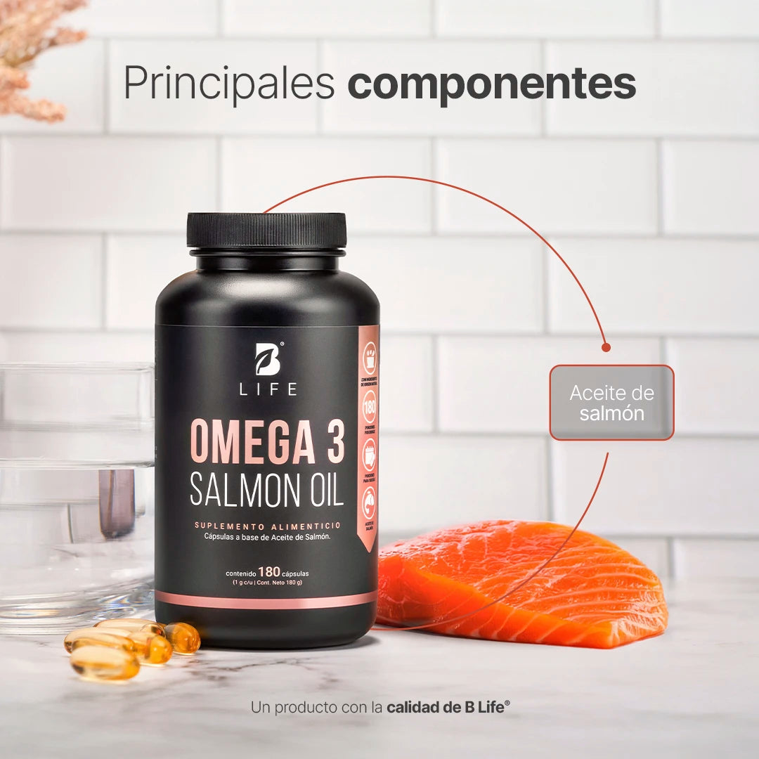 B Life Omega 3 Salmon Oil | Omega 3 Aceite Puro de Salmón 180 Capsulas