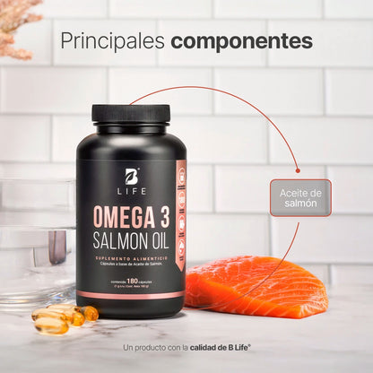B Life Omega 3 Salmon Oil | Omega 3 Aceite Puro de Salmón 180 Capsulas