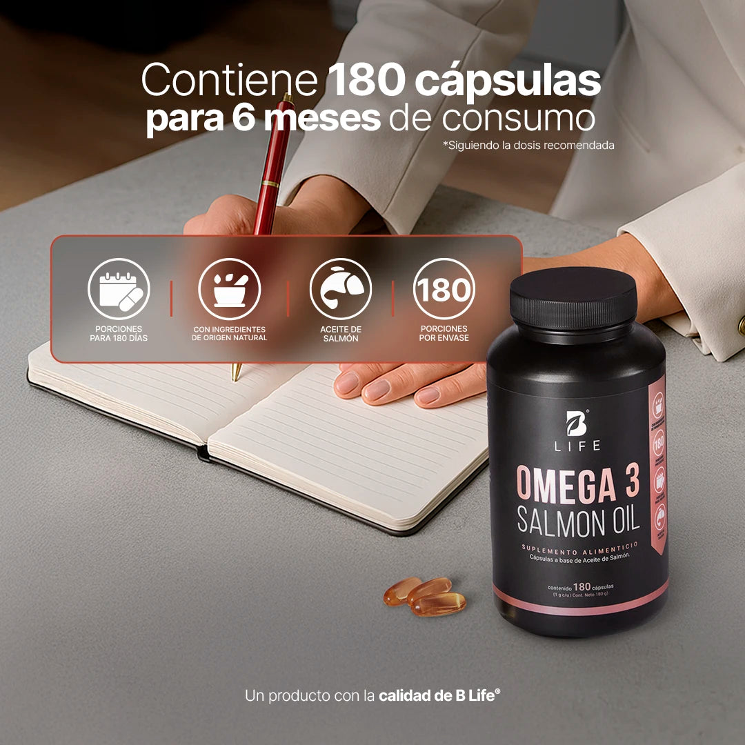 B Life Omega 3 Salmon Oil | Omega 3 Aceite Puro de Salmón 180 Capsulas