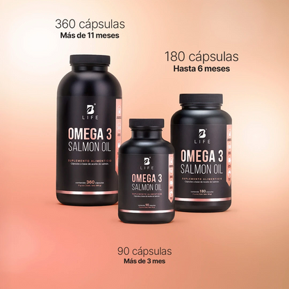 B Life Omega 3 Salmon Oil | Omega 3 Aceite Puro de Salmón 180 Capsulas