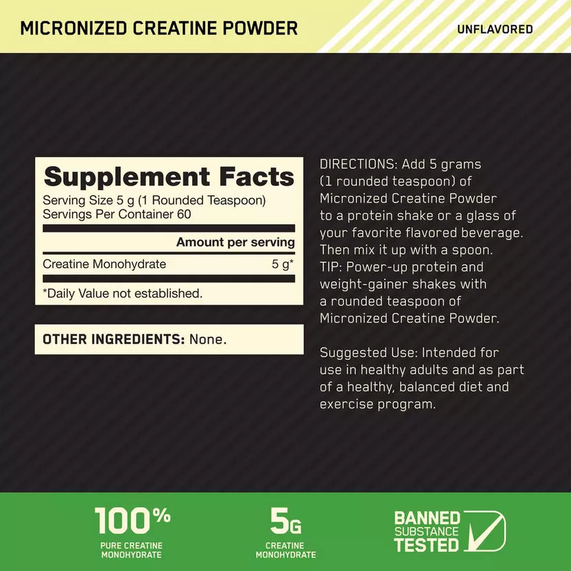 On Micronized Creatine Powder 300 Gramos 60 Servicios
