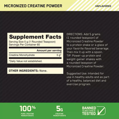 On Micronized Creatine Powder 300 Gramos 60 Servicios