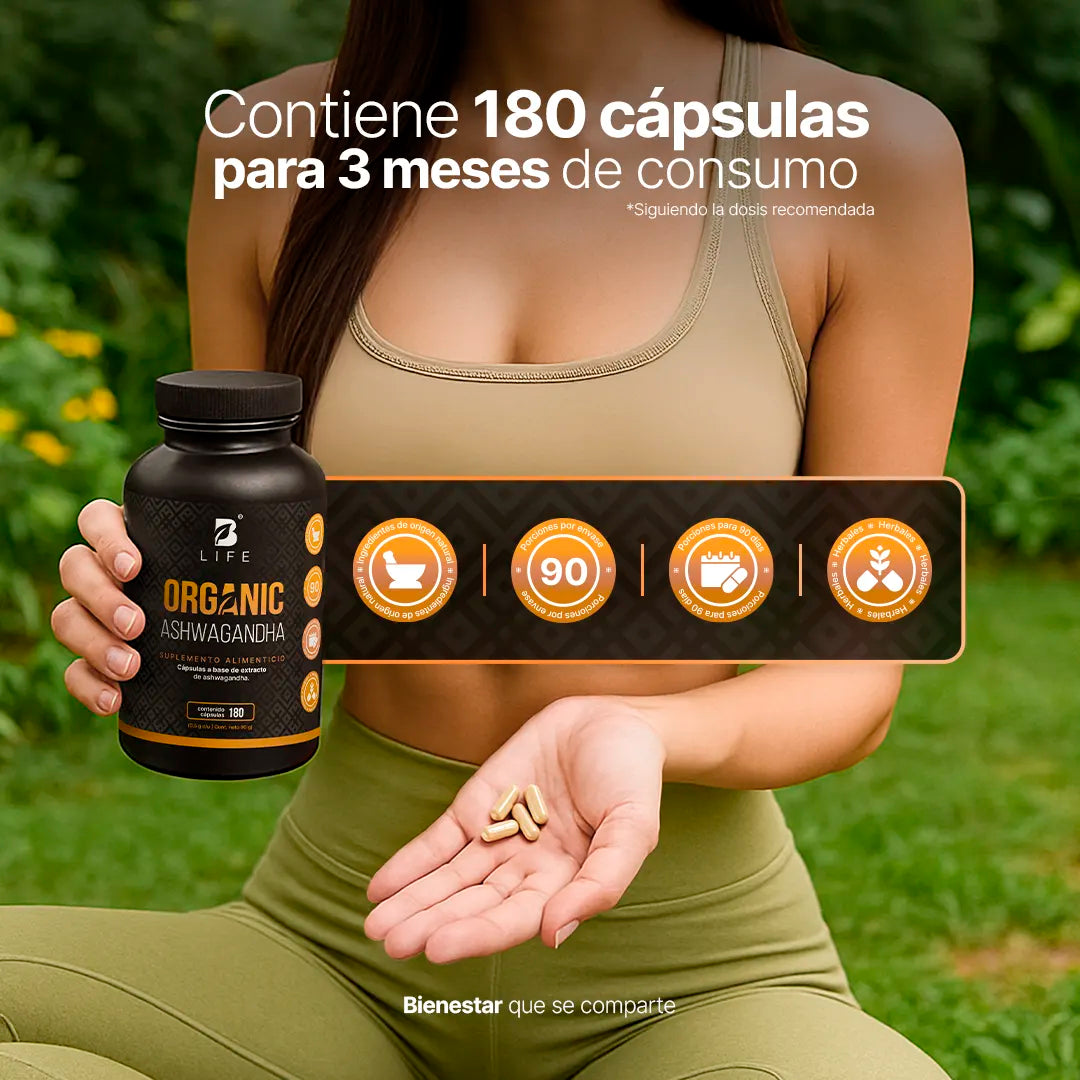 B Life Organic Ashwagandha 180 Capsulas