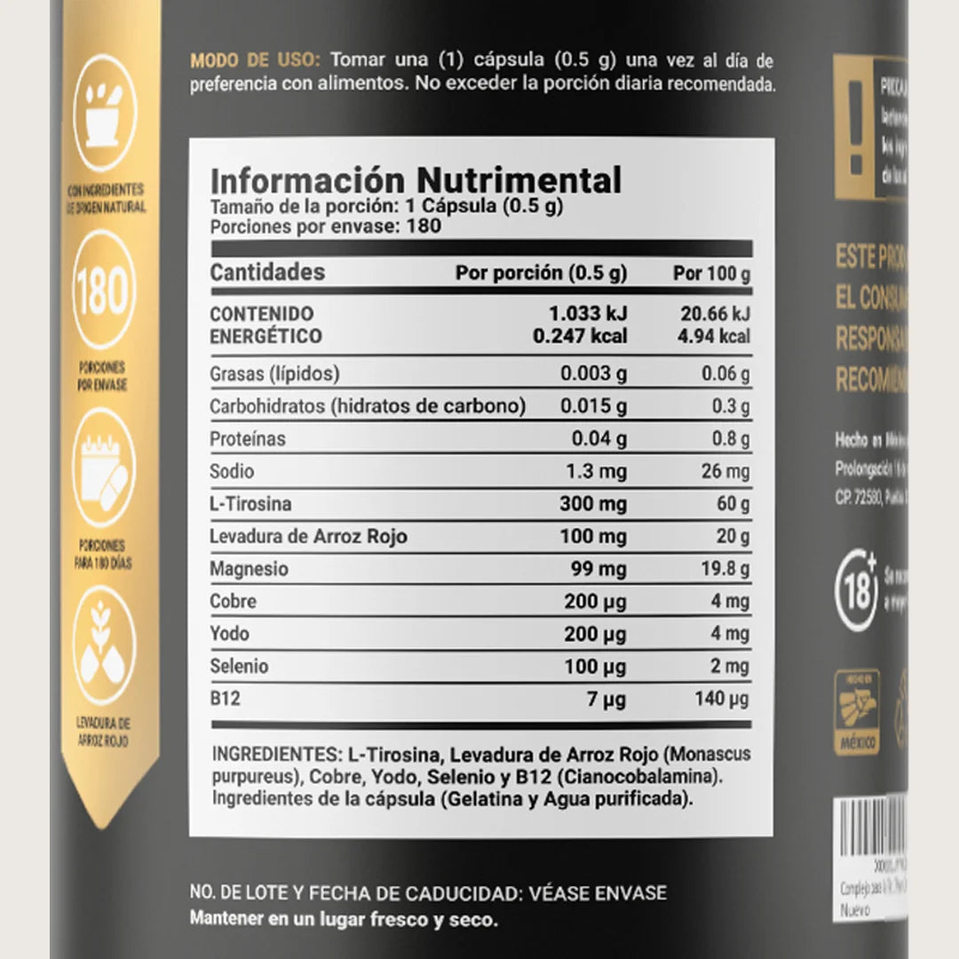 B Life Thyr Blend | Fórmula a base de L-Tirosina, Yodo y Vitamina B12 180 Capsulas